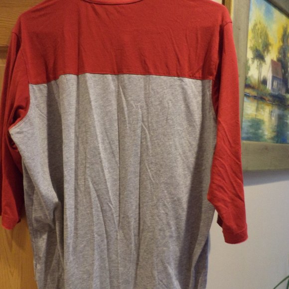 NIKE Dri-Fit Baseball SHORT SLEEVE SHIRT - 3 BUTTON CLOSURE - Grey + Red   Large - Picture 9 of 11